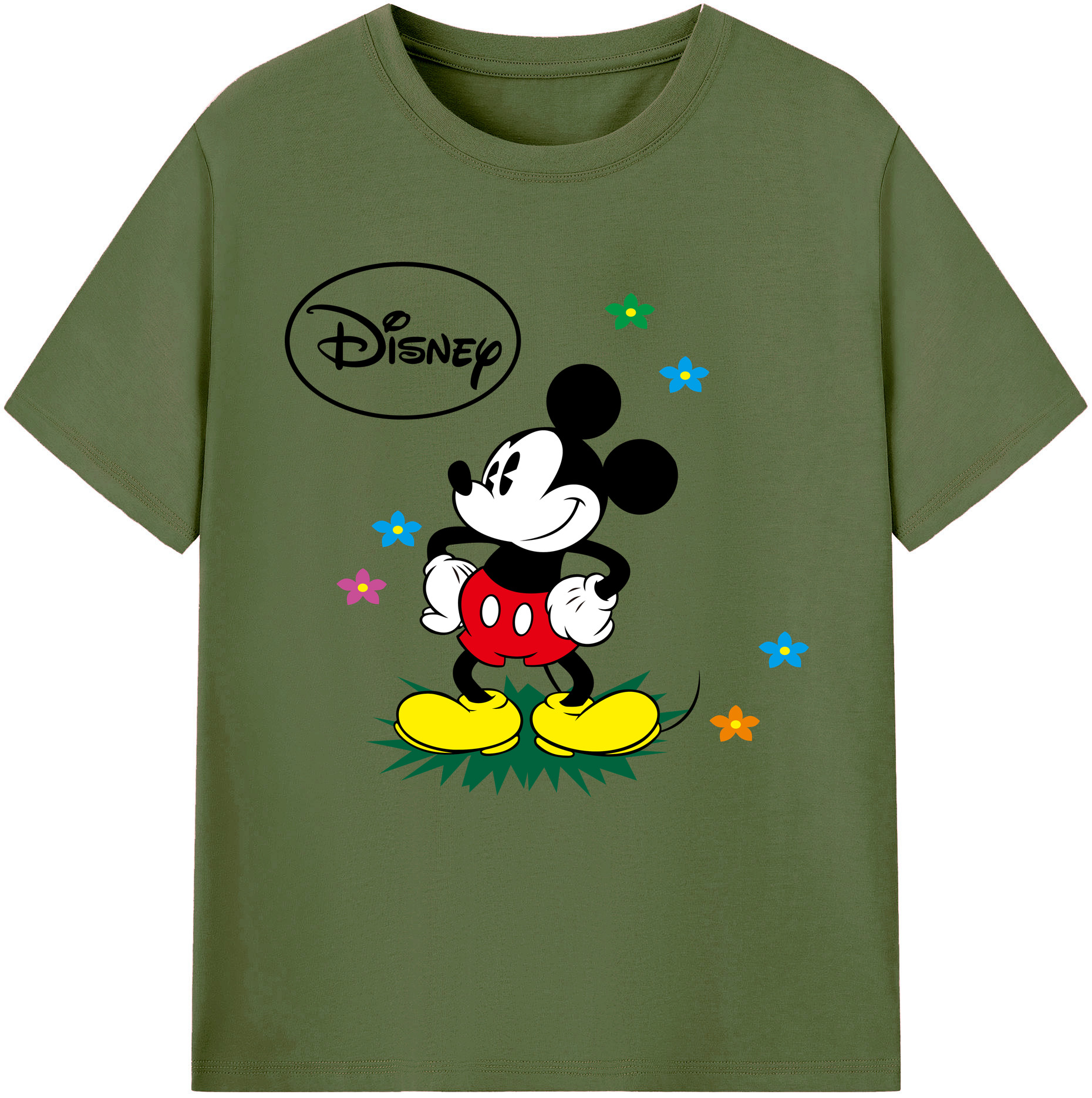 （画像用） ミッキーマウス Mickey Mouse 綿100％半袖Tシャツ（フロントプリント）